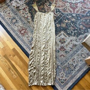 Gold crinkle silk dress